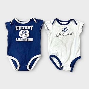 Lot of 2 NHL Tampa Bay Lightning‎ Baby Bodysuits 3-6M - Cutest Lightning Design